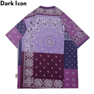 Purple Bandana T-shirt Men Women Round Neck Printed Street Fashion Men's Tshirts Green Blue Tee Male Top 210603