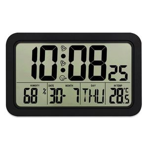 Timers Digital Wall Clock Desktop Mute Electronic Perpetual Calendar Temperatur Fuktighet Display Alarm Home