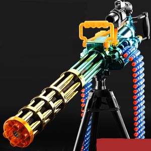 Child Electric Gold Gatling Toy Submachine Gun Soft Bullet Blaster CS Go Airsoft för att skjuta vuxna pojkar födelsedagspresent