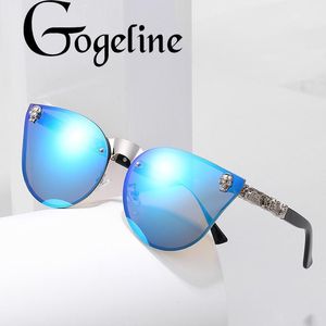 Wholesale skull sunglasses resale online - Sunglasses Women Skull Frame Metal Fashion Gothic Eyewear UV400 Mirror Colorful Lens Cateye Sun Glasses