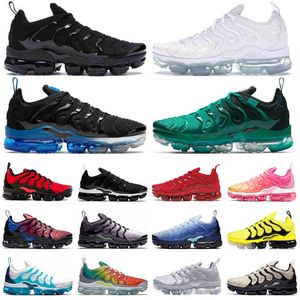 Wholesale rainbow black resale online - tn plus running shoes mens trainers Triple Black White Atlanta Cool Grey Bumblebee Rainbow Bred womens outdoor sports sneakers size