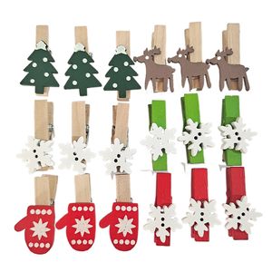 Christmas Wooden Clips New Year Party Decoration Photo Wall Clip DIY Christmas Ornaments Decorations for Home Kids Gift w-01233