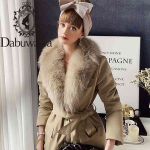Dabuwawa Elegant Winter Women Parka Coat Jacket with Fur Collar Long Warm Coats Jacket Fashion Design Female DT1DPK028 210520
