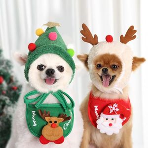 Cão vestuário natal bandana santa chapéu cão cachecol triângulo babadores lenço xmas traje roupa para pequenos médios grandes cães gatos animais de estimação dd873