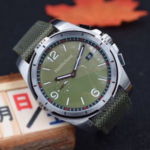 Hurtowa stalowa koperta zielona tarcza męski zegarek mechanizm automatyczny Luxusuhr pasek z tkaniny zegarki na rękę 44mm Montre De Luxe Hanbelson