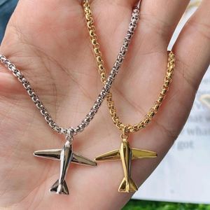 Pendant Necklaces Fashion Gold Silver Plated Jewellery Airplane Necklace For Women Creative Box Chain Aircraft Jewelry