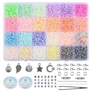 Other 4mm Macaron Glass Seed Beads Kits Small Craft With Tool For DIY Bracelet Jewelry Making Supplies Accessries