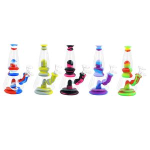 Hookahs 7.2'' Smoking Water Pipes Silicone Pipe Hookah Bong with Glass Bowl Heat Resistant Tobacco Dab Rig