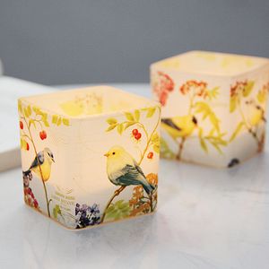 Cinese stile fiore stampa uccello 6 cm di candela da candela in vetro romantico fai da te cera incenso vuoto tazza decorazione centrotavola per il matrimonio