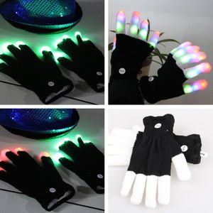 LED Flash Gloves Five Fingers Light Ghost Dance Black Bar Stage Performance colorful Rave Finger Lighting Glow Flashing CF1517 goods