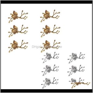 Aessories Kitchen, Dining Bar Home & Gardenplum Blossom Branch Design Napkin Holder Ring Western Towel El Table Decoration Set Of 6 Rings Dro