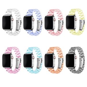 Transparent hartsband för Apple Watch Bands 44mm 42mm 40mm 38mm med silverspänne Justerbart armband Iwatch Series 6 SE 5 4 3 Watchband