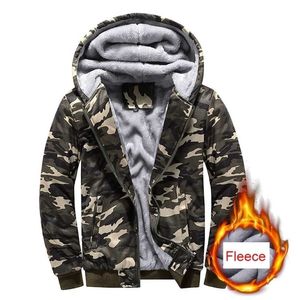 Men Autumn and Winter Outdoor Warm Fleece Casual Hooded Jacket Fashion Parka Thick Cotton Classic 5Xl 211126