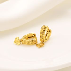 22k ファインソリッド 18ct タイバート G/F ゴールドイヤリングドロップダングルシャンデリア愛トレンディなファッションジュエリーハングハートミドルアラカダスオロラミナド