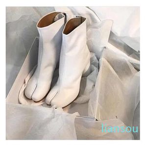 wing toes Zapatos Designer Women Boots Chunky Heels High Genuine Leather Silver White Black Women Ankle Booties