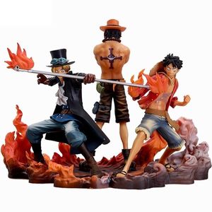 3pcs/set Anime One Piece DXF Brotherhood II Monkey D Luffy Portgas D Ace Sabo PVC Action Figures Collectible Model Toys T30 Q0722