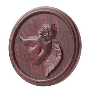 Wholesale Angel style protable natural wood mirrors Make Up Cosmetic Makeup Round Wooden Mirror For trave