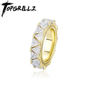 TopGrillz 2021 треугольный Zircon со льдом Микропродукты Cubic Zirconia хип-хоп простые обручальные кольца для женщин подарок