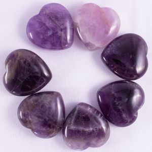 Amethyst-Herz-Ornamente, natürlicher Quarzstein, nackte Steine, Herzen, Dekoration, Handgriffstücke, DIY-Halskettenzubehör, 30 x 30 x 12 mm