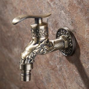 Bathroom Sink Faucets Doodii Carved Wall Mount Zinc Alloy Antique Bronze Bibcock,Decorative Outdoor Garden Faucet Washing Machine Small Tap