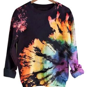 Men's Hoodies & Sweatshirts Stylish Tie Dye Print Loose Sporty Autumn Winter Men Sweatshirt Women Pullover Letter Round Neck Long Sleeve Mid