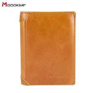 Men Anti-theft Vintage Holder Blocking Rfid Leather Security Information Metal Purse Wallet