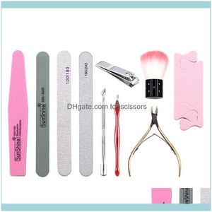 Kits salão de saúde beleza10pcs/unhas unhas aesorios ferramentas kit tudo para manicure tesoura polonês clipper buffer buffer de arquivo cuticle cutícula pu