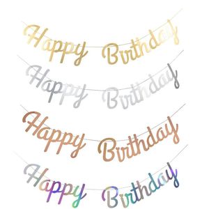 Wholesale diy banner happy birthday for sale - Group buy Set Paper Letter Happy Birthday Banner m Rope Kit DIY Bunting Garland Shine Laser Alphabets For Party Decorations Decoration