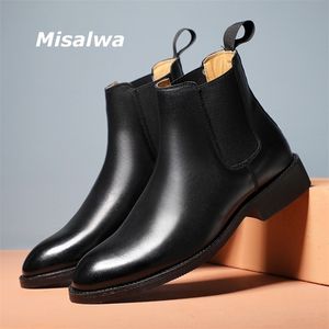 Misalwa wiosna/zima eleganckie chelsea Boots skórzane męskie buty dla par rozmiar 35 47 sukienka wsuwana formalne buty Model pokaz mody 220212