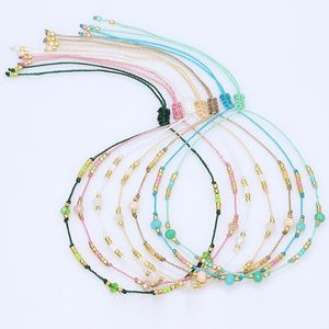 Braccialetti Boho regolabili impermeabili Braccialetti con cordino intrecciato con perline di cristallo Regali di gioielli per donne Ragazze adolescenti