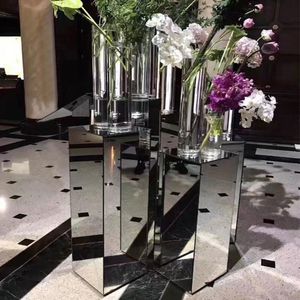 Party Decoration Flone Wedding Centerpiece Mariage Pedestal Stand Blomma Cake Mirror Acrylic Square Pelare Road Backdrop