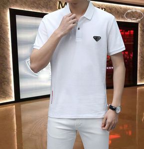 Поло Мужские поло высокого качества Летние мужские футболки Стилист Рубашки с трехмерным металлическим узором Итальянская одежда с коротким рукавом в деловом стиле Модная повседневная мужская футболка