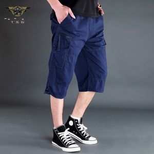 Men's Summer Breeches Cargo Short Pants 3/4 Length Straight Loose Baggy s Boardshort Male Hip Hop Plus Size 4XL 5XL