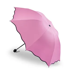 Bärbar 3 Folding Parasol Girls Sun Protection Anti-UV UP50 + Paraplyer Parapluie Fällande Kvinnor Regnparaply