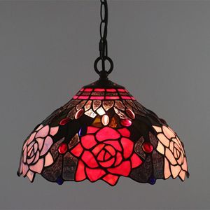 Wholesale tiffany pendant lamps resale online - Pendant Lamps Inch American Creative Tiffany Color Glass Rose Lamp Restaurant Art Chandelier Bedroom Balcony Kitchen