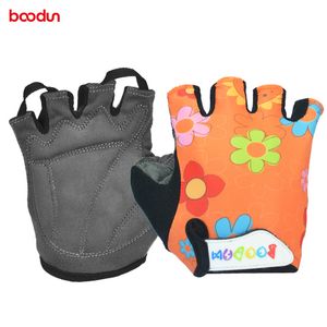 Marke Kid Radfahren Cartoon Handschuh Blume Gedruckt Halbe Finger Stoßfest Sport Outdoor MTB Rennrad Fahrrad Handschuhe Für Kinder Kinder jungen Spaidman Grov