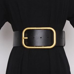 2024 Designer Womens Belt 7cm 70mm Wide Leather Black Waistband Belts Lady Women Big Gold Buckle Classic Casual Pearl Ceinture