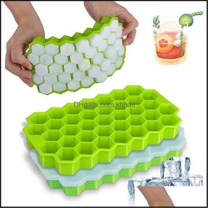 Bakeware Kitchen, Dining Bar Home GardenHoneycomb Ice Cube-brickor med avtagbara lock Silica Gel Mold BPA MTI-Color Soft Lim är lätt att Cl