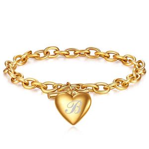 Kotik Gold Color Initial Letter A Z Charm Armband Rvs Ketting Bangles Armbanden voor Dames Mode sieraden Gift