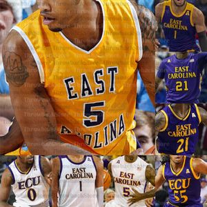 Anpassad East Carolina Ecu Pirates Basketballtröjor Jayden Gardner Newton Seth Leday Brandon Suggs J.J. Miles Blue Edwards