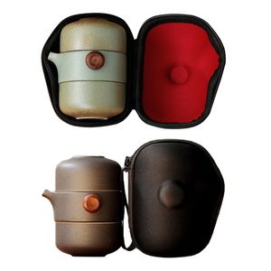 Japanese-Style Ceramic Teapot Lid Bowl Teacup Handmade Portable Travel Office Tea Set 210813