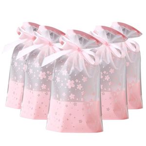 Hanging Baskets stks Party Gunst Tassen Plastic Trekkoord Gift Treat Bag Pouch Candy Cookie for Wedding Bridal Baby Shower Birthday