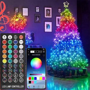 Struny RGB APP Bluetooth Lights Smart Copper Wire LED String Fairy Light Wakacje Boże Narodzenie Garland Home de