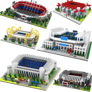 Great Football Stadium Field Gym Model Building Block Set Architettura Spagna Inghilterra Soccer Club Gymnasium Costruzione Giocattoli Y220214