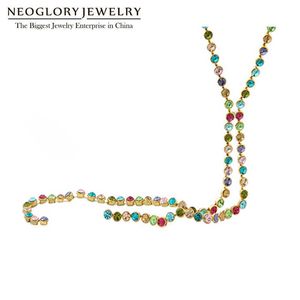 Neoglory Austrain Cristal Colorido Corrente Longa Beads Borla Colares Mulheres Menina Moda Jóias Presentes 2020 Colf