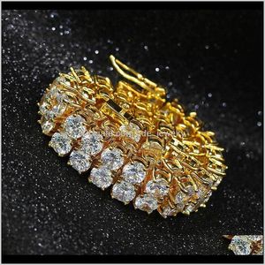 Link biżuteria 18k złota platowane mężczyźni urok symulowany diamentowy łańcuch tenisowy bransoletki mrożone Ourat Bling Rhinestone łańcuchy bioder biżuterii Biżuter