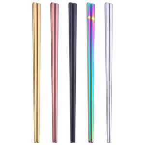 Glossy Plated Gold Chopsticks Stainless Steel 7 Colors Restaurant Hotel Antiskid Chopsticks Durable Kitchen Tableware Colorful BH5024 TYJ