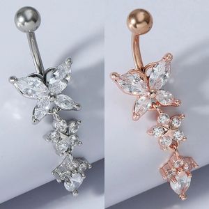 Exquisite Butterfly Zircon Fashion High Quality Surgical Steel Navel Piercing Belly Button Rings Body Jewelry