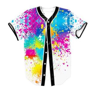 Sommar mode män jersey röd vit gul multi 3d tryck kort ärm hip hop lös tee shirts baseball t-shirt cosplay kostym 015