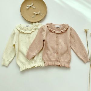 Baby Girls Hollow Out Cardigan Coats Mode Barn Outwear Långärmad Barn Sticka 1-7yrs 210429